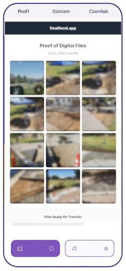 DealSend proof preview showing encrypted file grid